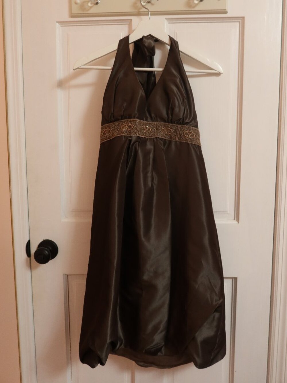 Brown belted halter dresss Nicole Miller size 12